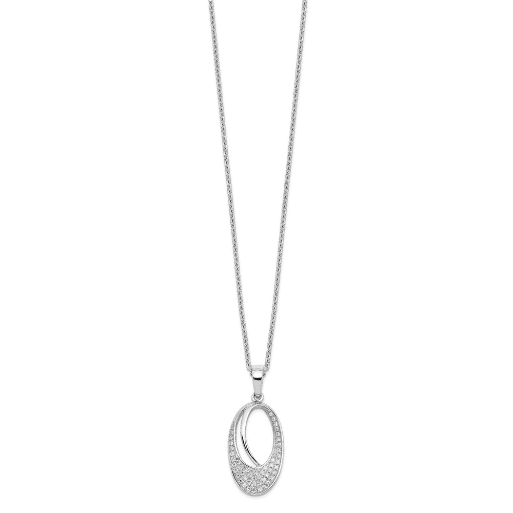 Sterling Silver Cubic Zirconia Oval Necklace