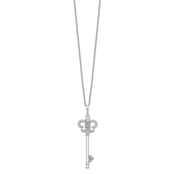 Sterling Silver Cubic Zirconia Key Necklace