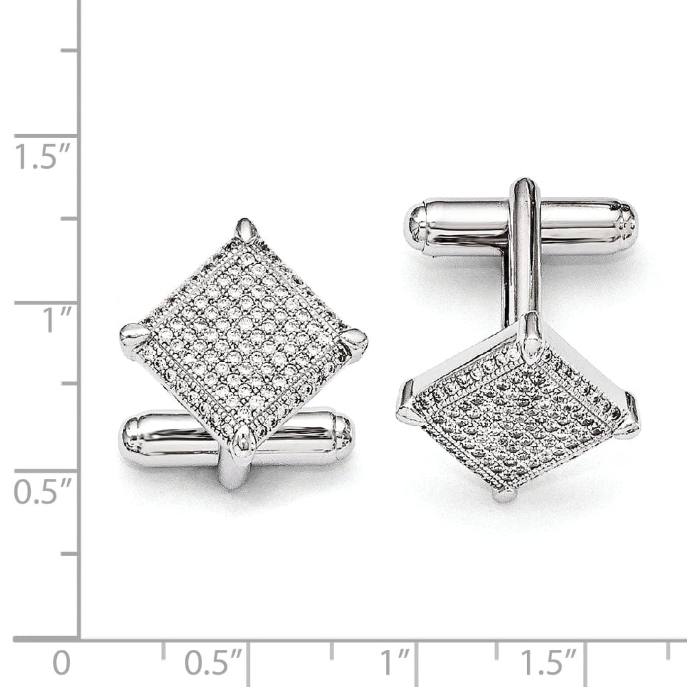 Sterling Silver Cubic Zirconia Cuff Links