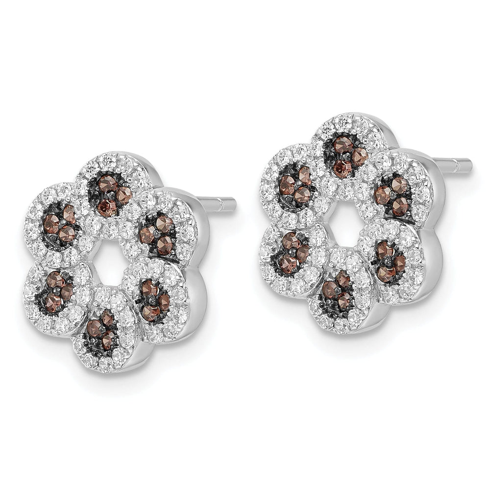 Sterling Silver Cubic Zirconia Flower Earrings