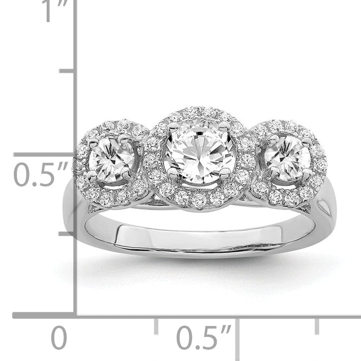 Sterling Silver Cubic Zirconia 3 Stone Ring
