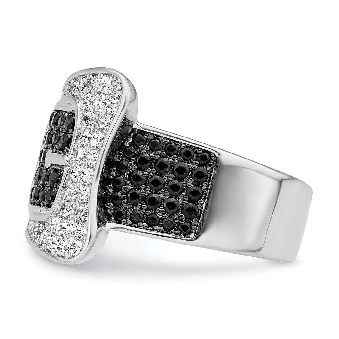 Sterling Silver Cubic Zirconia Buckle Ring
