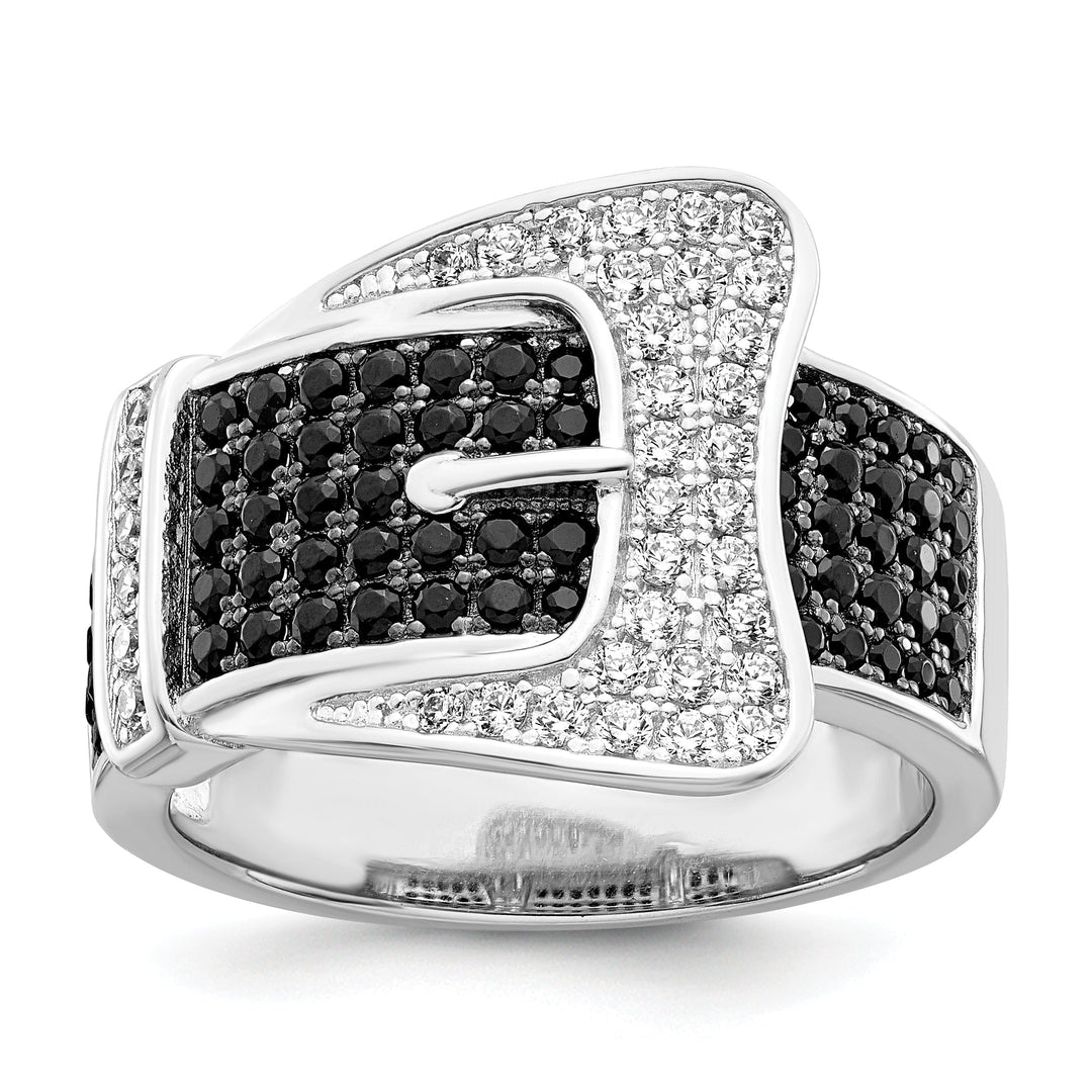 Sterling Silver Cubic Zirconia Buckle Ring