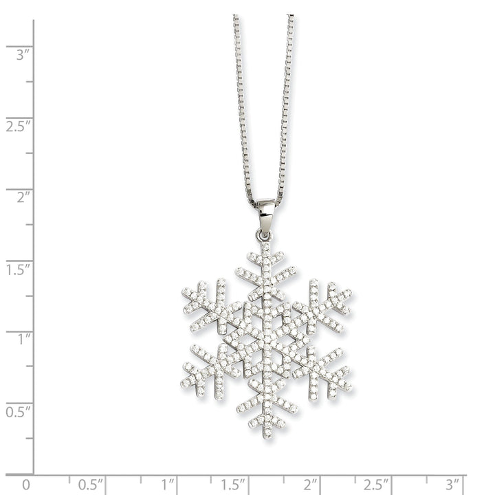 Sterling Silver Cubic Zirconia Snow Flake Design Necklace