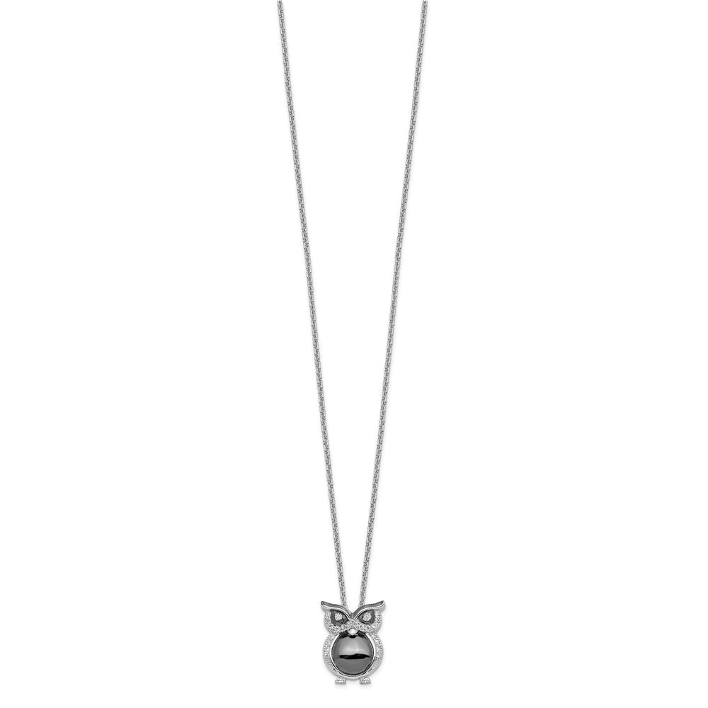 Sterling Silver Cubic Zirconia Owl Necklace