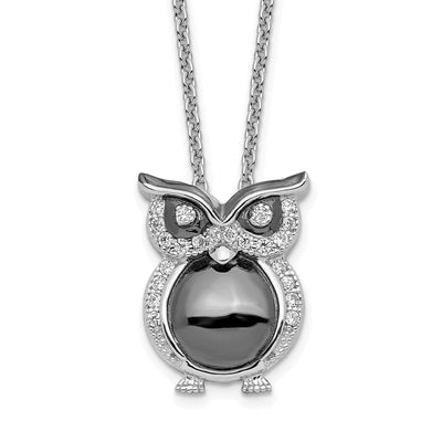 Sterling Silver Cubic Zirconia Owl Necklace