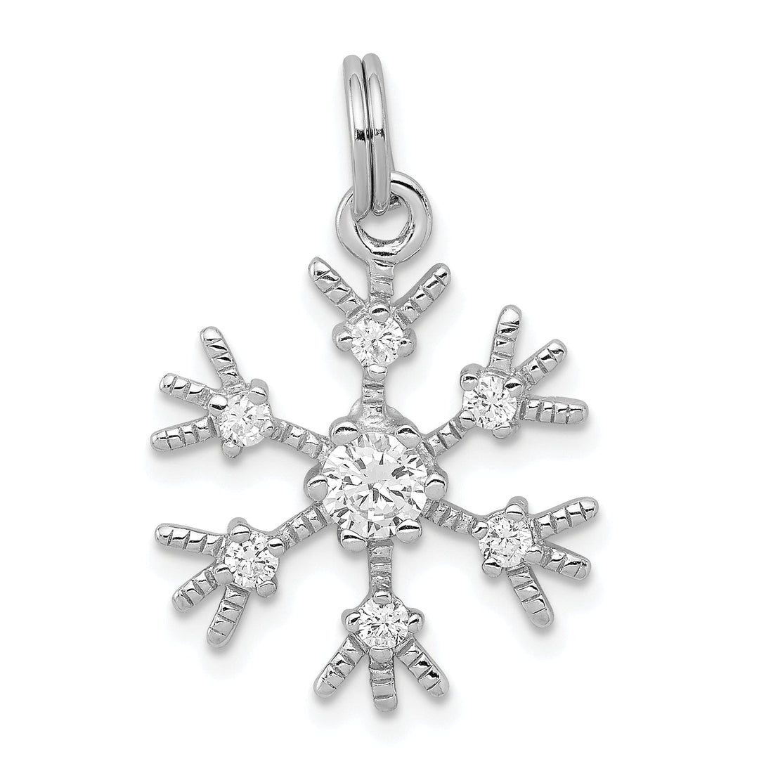 Silver Clear Cubic Zirconia Snowflake Pendant