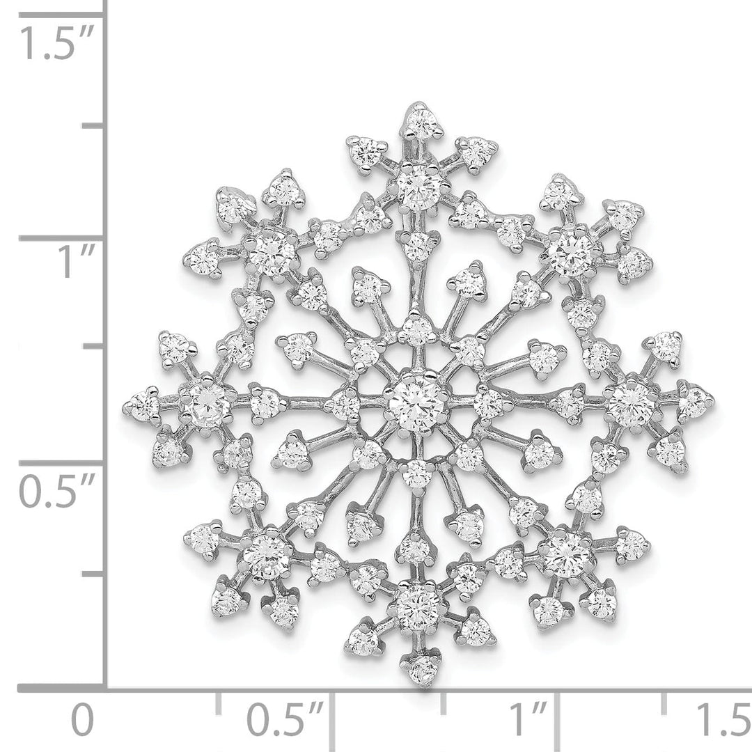 Sterling Silver Cubic Zirconia Snowflake Slide