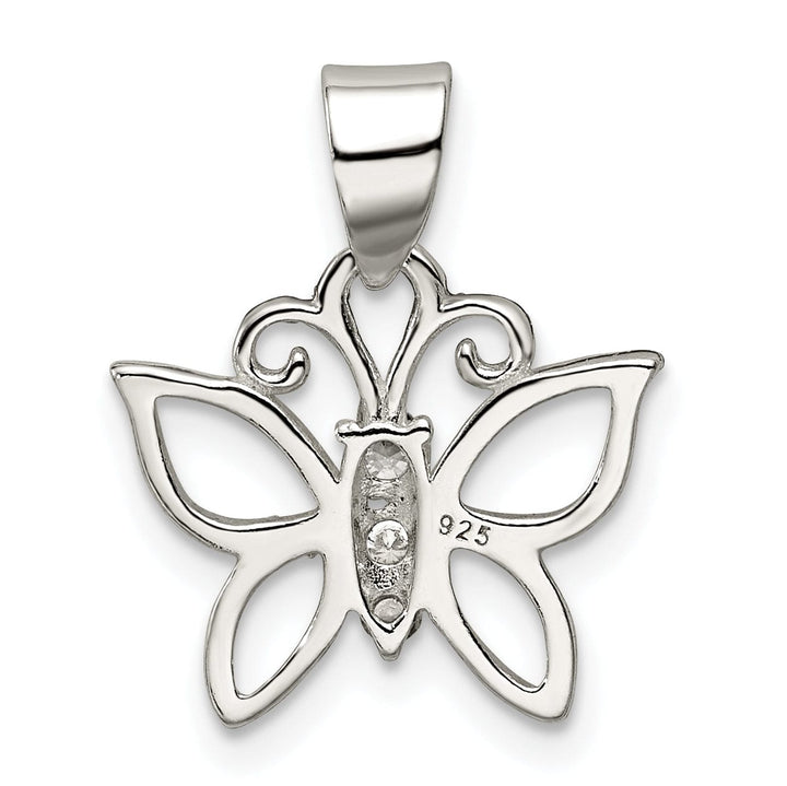 Silver Cubic Zirconia Butterfly Charm Pendant
