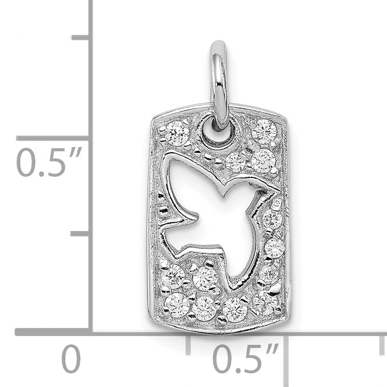 Silver Polished C.Z Dove Cut Out Design Charm