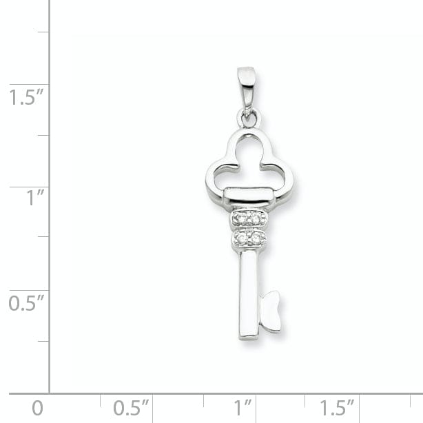 Sterling Silver Cubic Zirconia Key Pendant