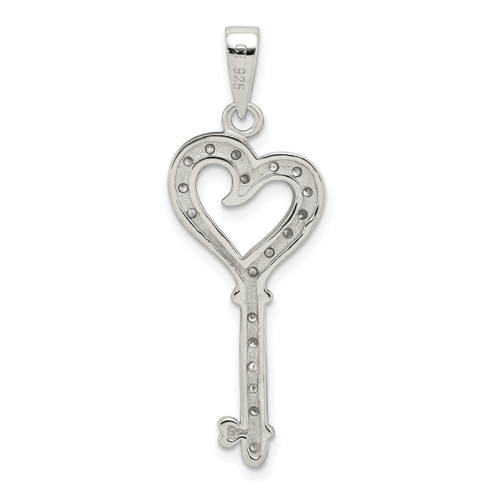 Sterling Silver Cubic Zirconia Heart Key Pendant