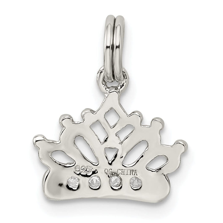 Sterling Silver Polished Finish C.Z Crown Charm