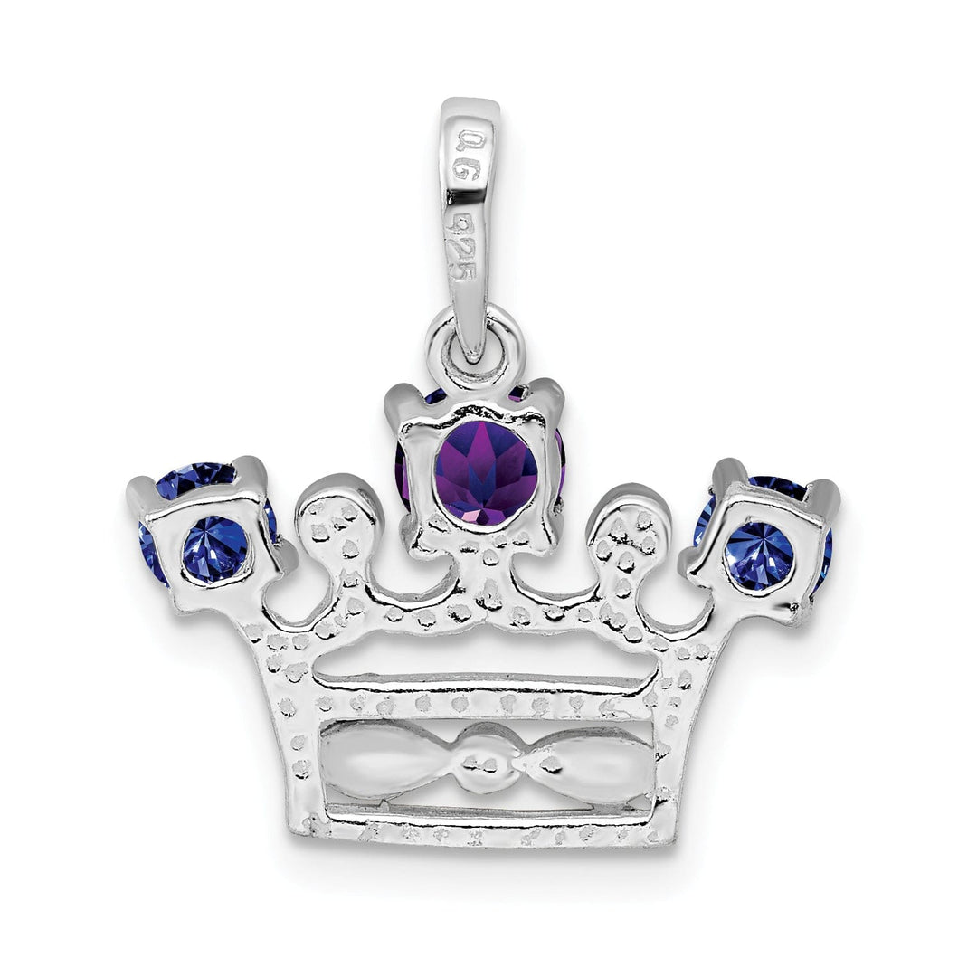 Silver Amethyst Iolite Polished Crown Charm