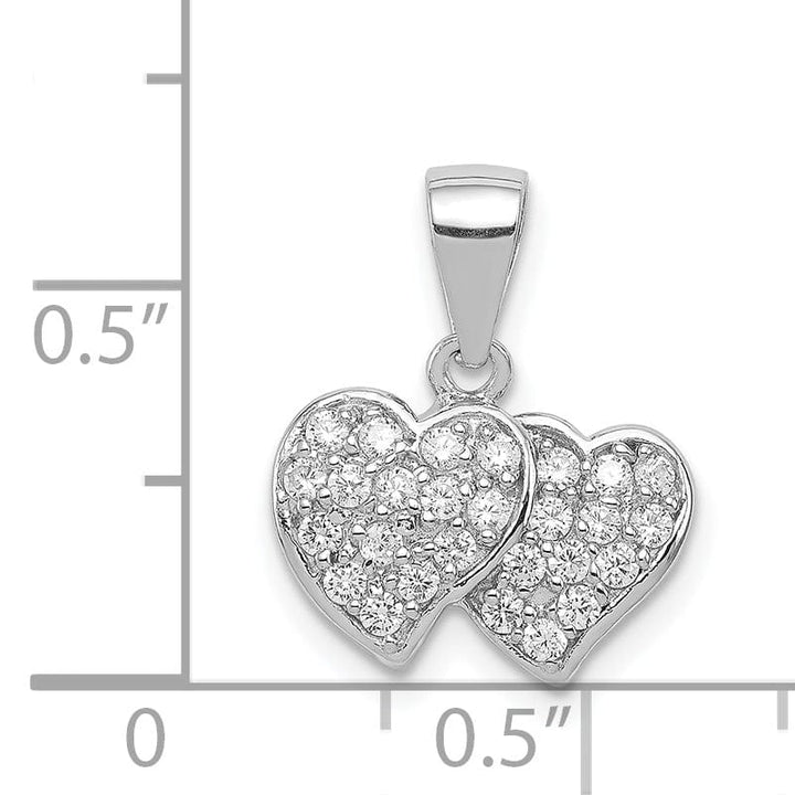 Sterling Silver C.Z Small Double Heart Charm