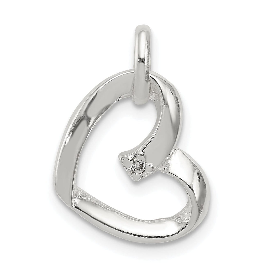 Sterling Silver Polished C.Z Heart Charm