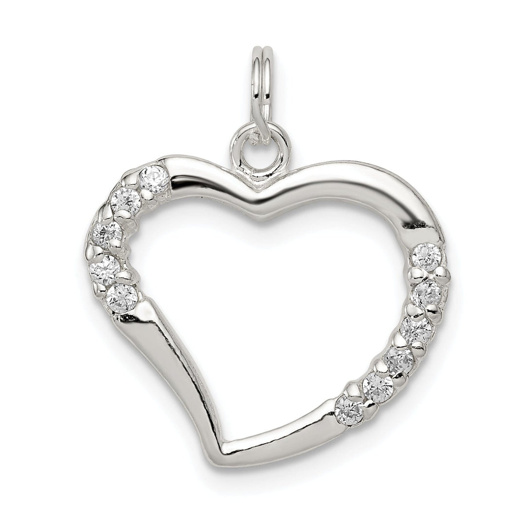 Sterling Silver Polished Multi C.Z Heart Charm