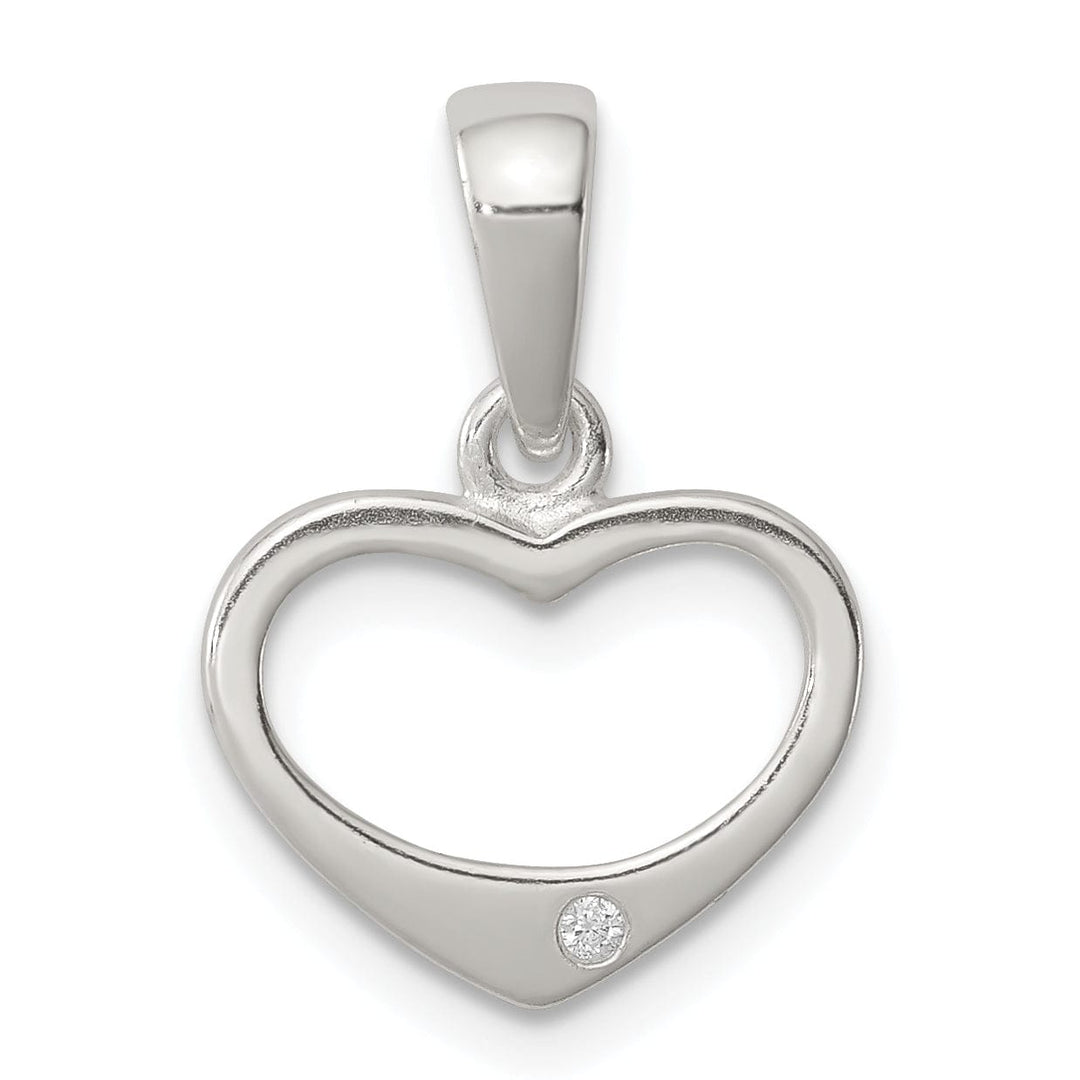 Sterling Silver Polished C.Z Heart Charm