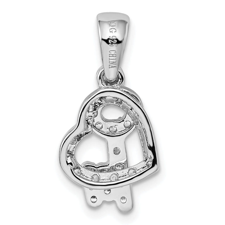 Sterling Silver Heart Key Fancy Pendant