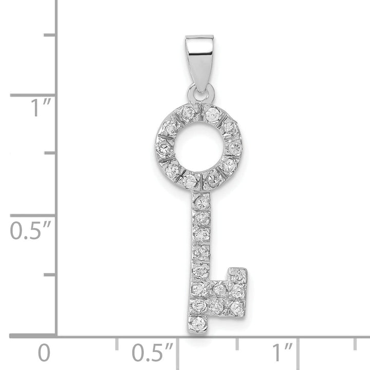 Sterling Silver Cubic Zirconia Key Shape Pendant
