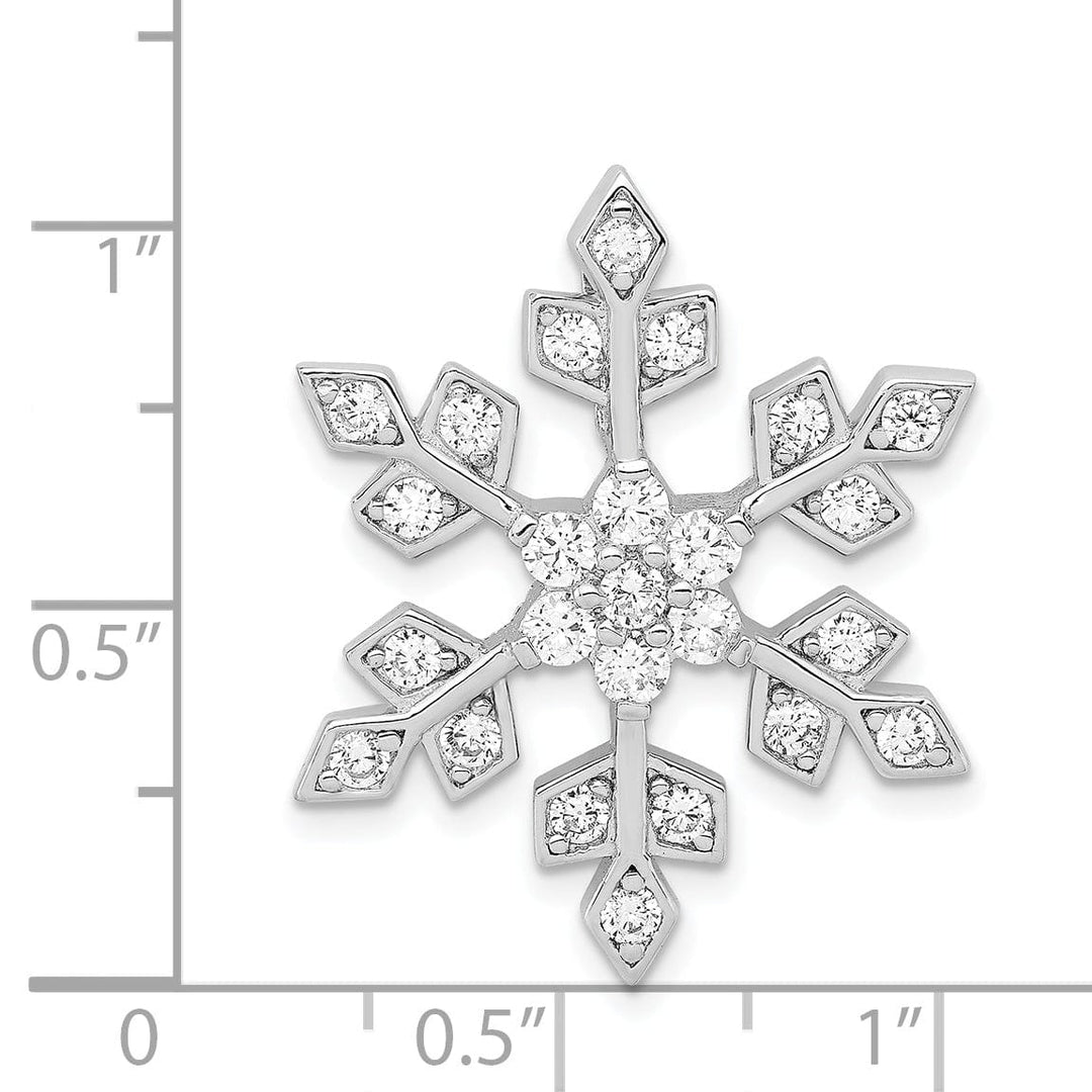 Silver Cubic Zirconia Snowflake Slide Pendant
