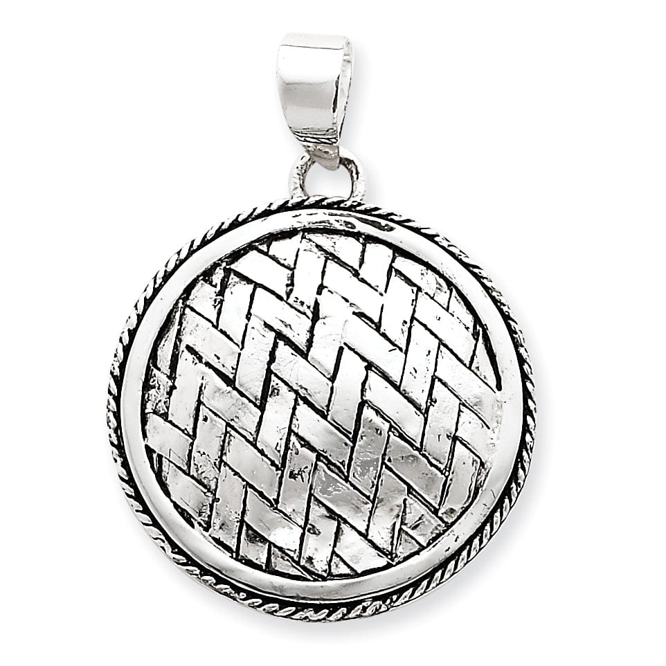 Sterling Silver Antiqued Circle Weave Pendant