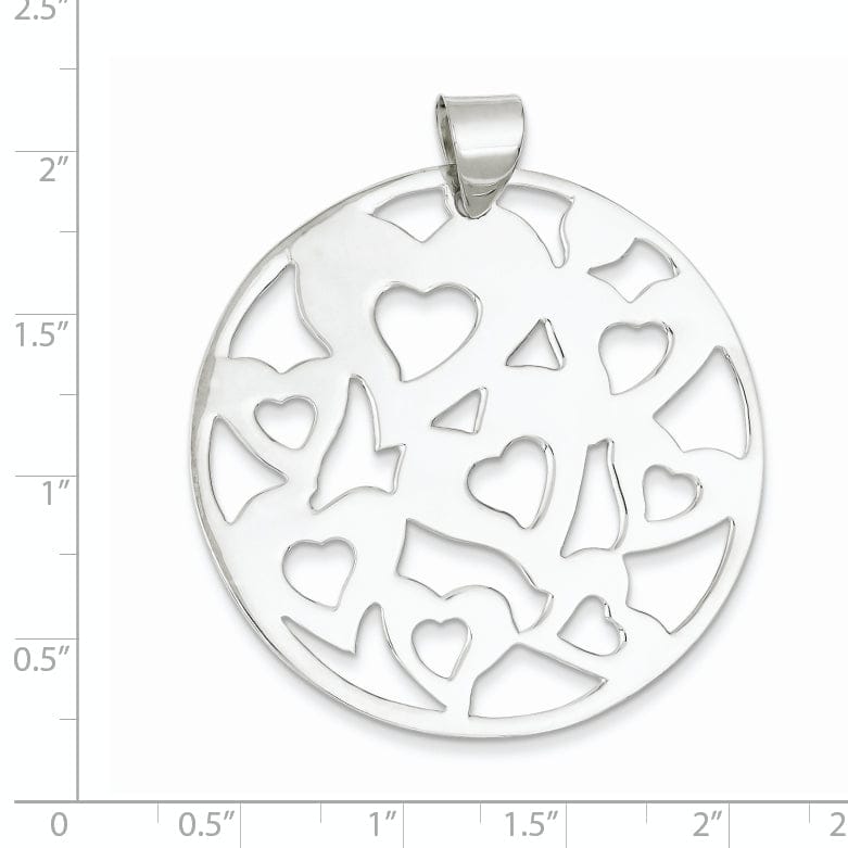 Sterling Silver Round Cut-Out Hearts Pendant
