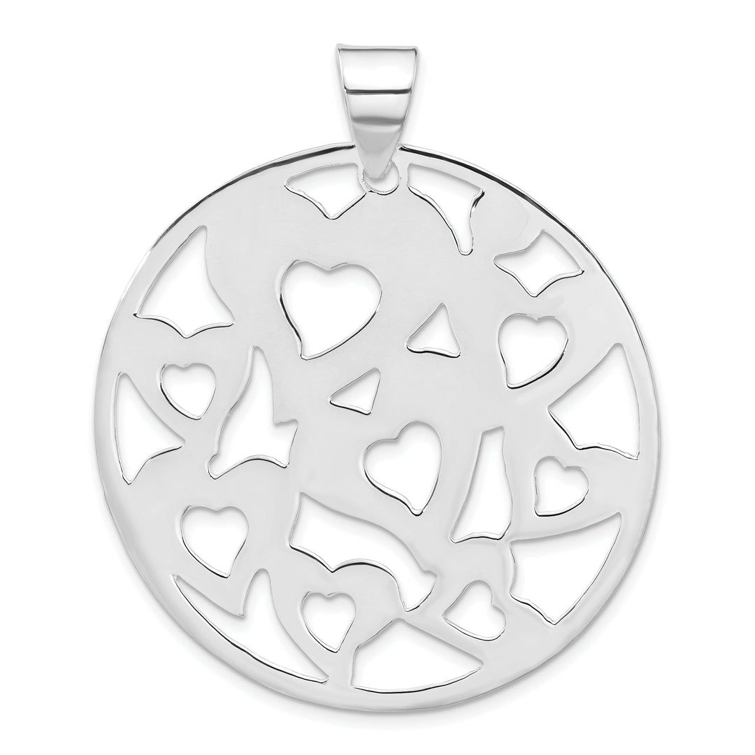 Sterling Silver Round Cut-Out Hearts Pendant
