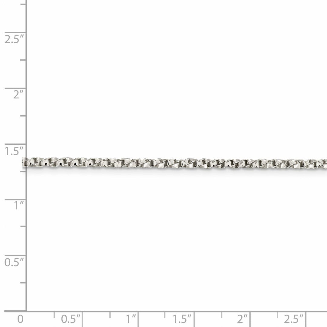 Silver Polished 2.25-mm Twisted Box Chain