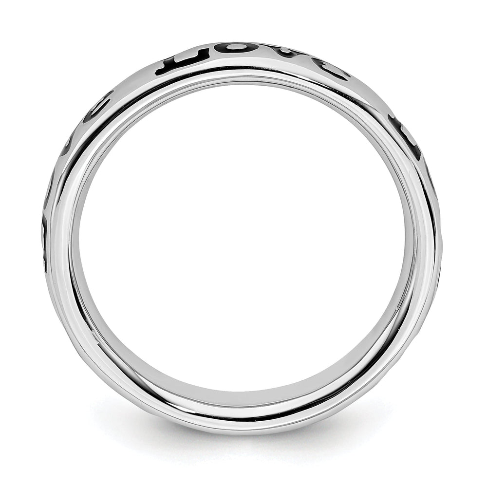 Sterling Silver Polished Enameled Love Ring