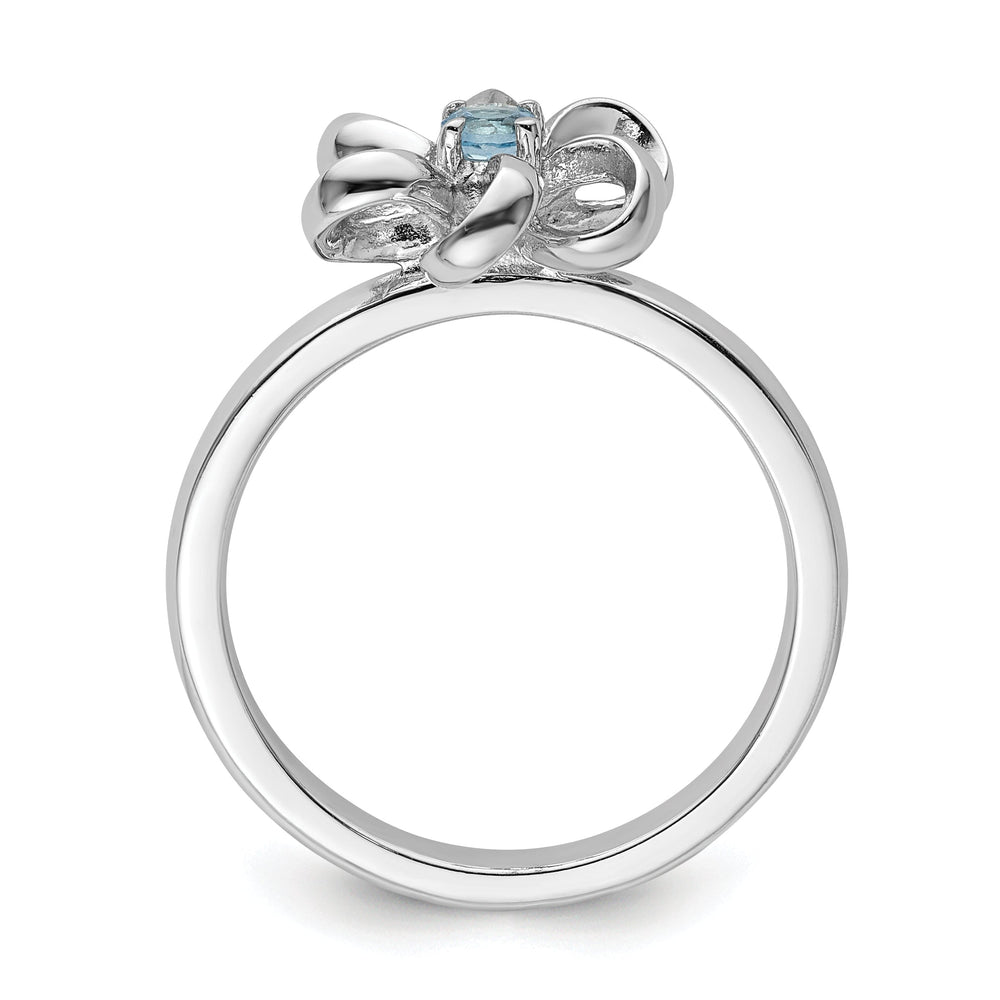 Sterling Silver Polished Blue Topaz Flower Ring