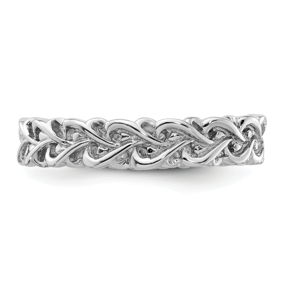 Sterling Silver Polished Intertwined Heart Ring