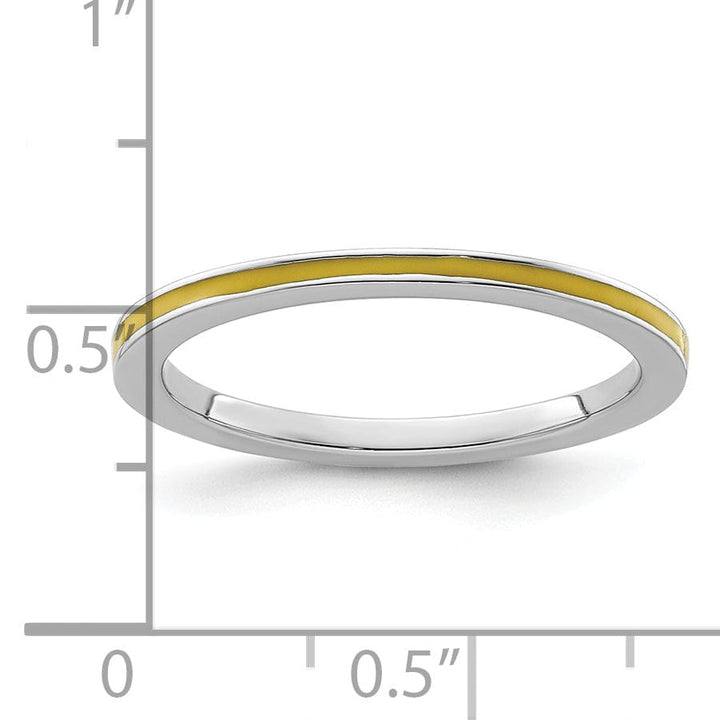 Sterling Silver Yellow Enameled 1.5MM Ring