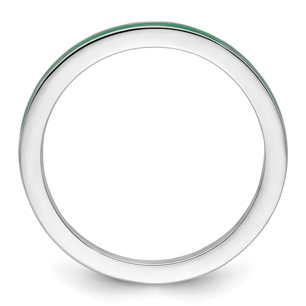 Sterling Silver Green Enameled 1.5MM Ring
