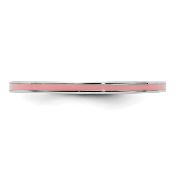 Sterling Silver Pink Enameled 1.5MM Ring