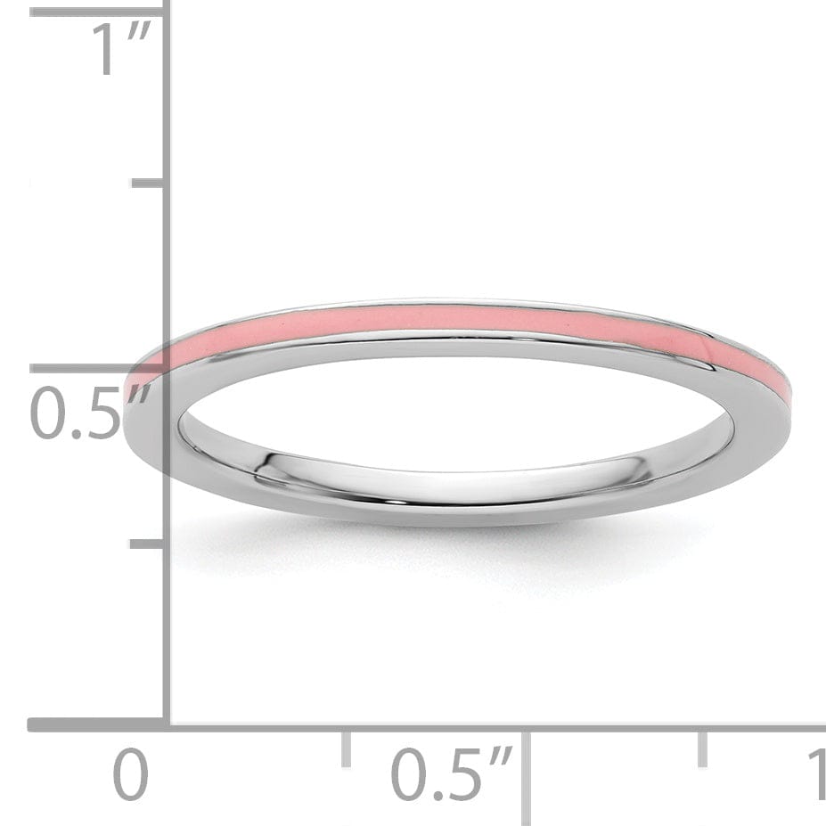 Sterling Silver Pink Enameled 1.5MM Ring