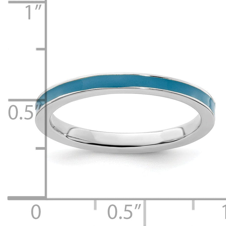Sterling Silver Blue Enameled 2.25MM Ring