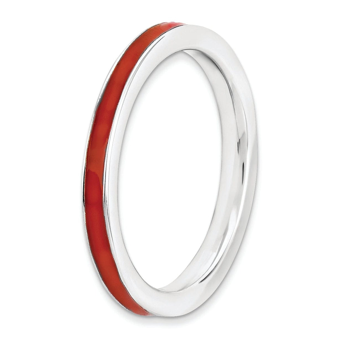 Sterling Silver Red Enameled 2.25MM Ring