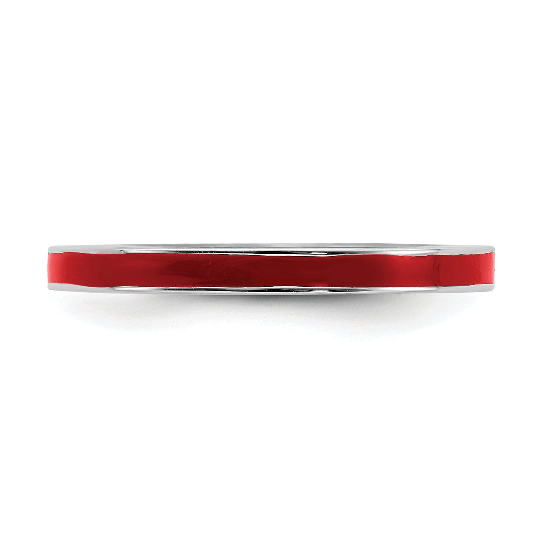 Sterling Silver Red Enameled 2.25MM Ring