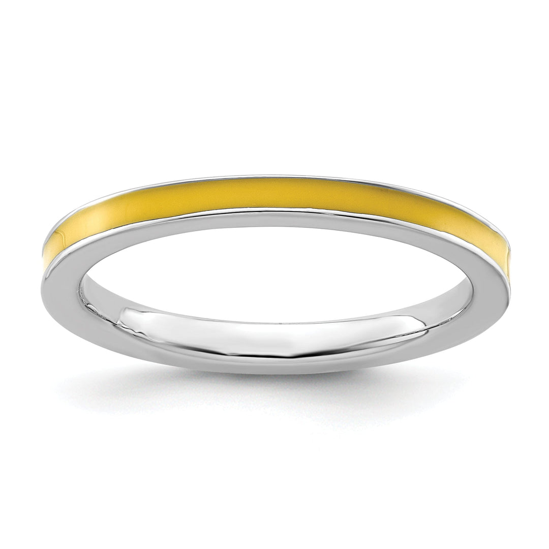 Sterling Silver Yellow Enameled 2.25MM Ring