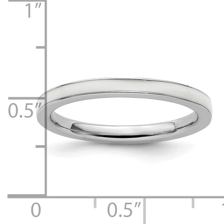 Sterling Silver White Enameled 2.25MM Ring