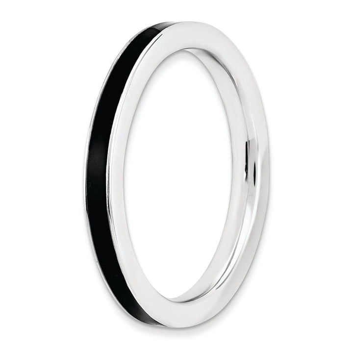 Sterling Silver Black Enameled 2.25MM Ring
