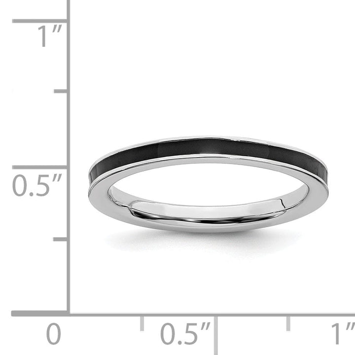 Sterling Silver Black Enameled 2.25MM Ring