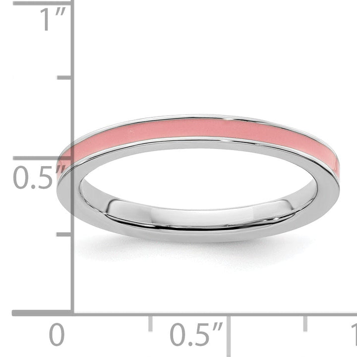 Sterling Silver Pink Enameled 2.25MM Ring