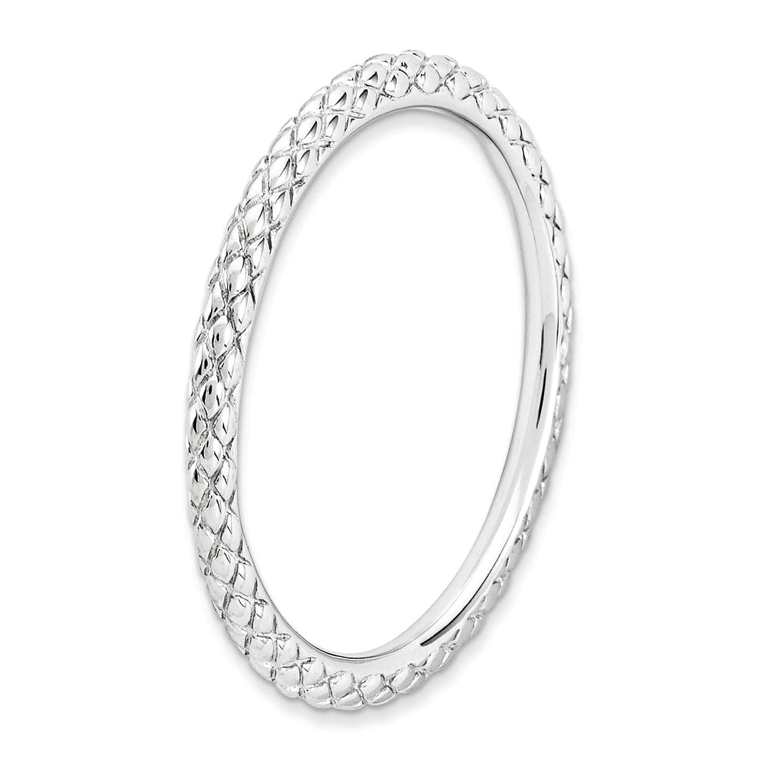 Sterling Silver Rhodium Criss-Cross Ring