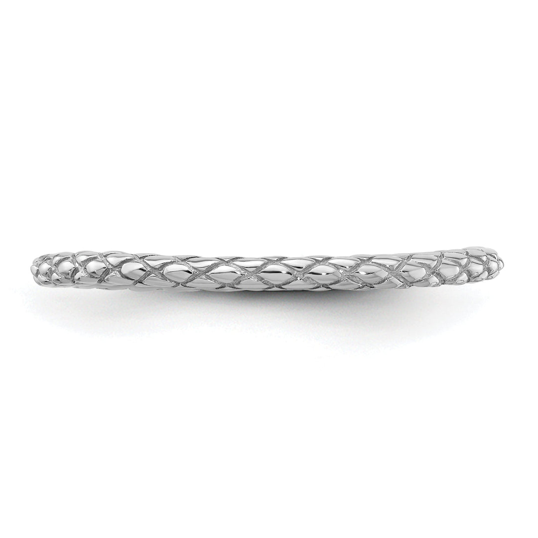 Sterling Silver Rhodium Criss-Cross Ring