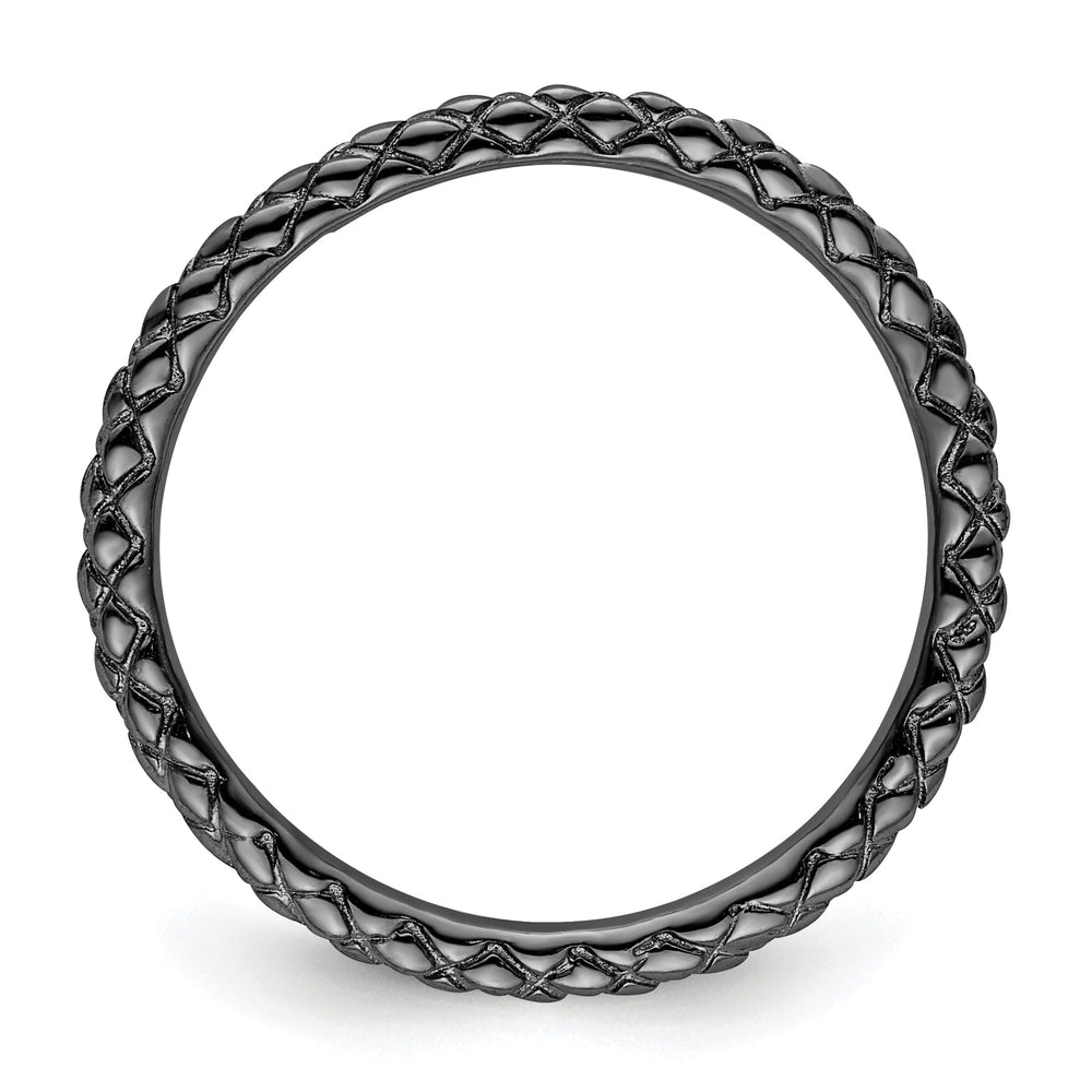 Sterling Silver Black-Plated Criss-Cross Ring