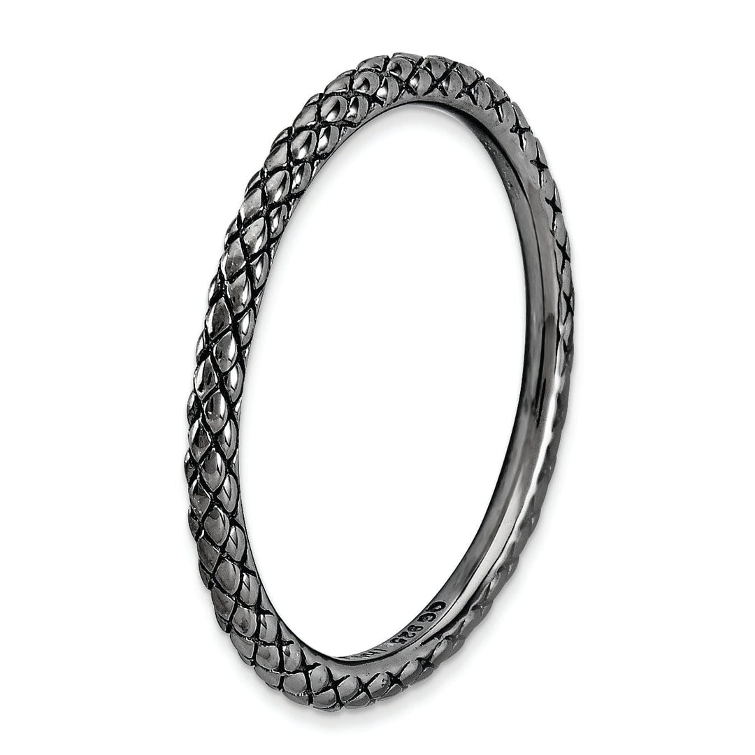 Sterling Silver Black-Plated Criss-Cross Ring