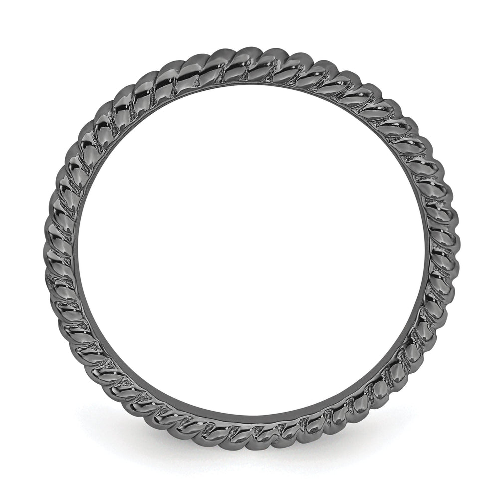 Sterling Silver Black-Plated Twisted Ring