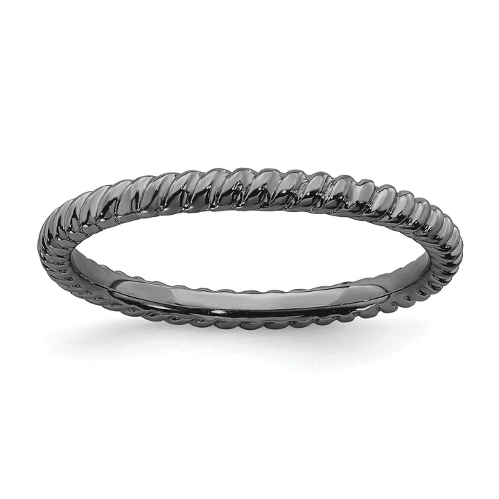 Sterling Silver Black-Plated Twisted Ring